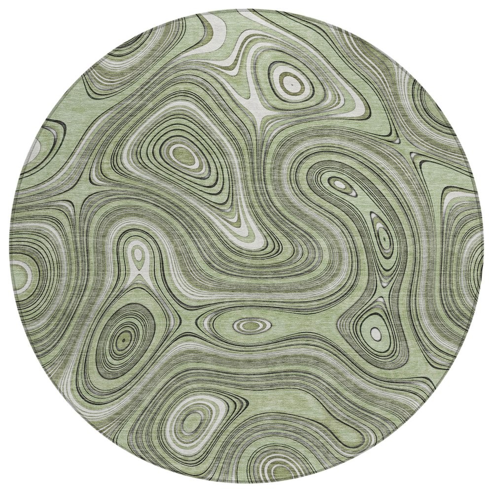 Machine Washable Indoor/Outdoor Chantille ACN2097 Aloe 8 x 8 Round Rug