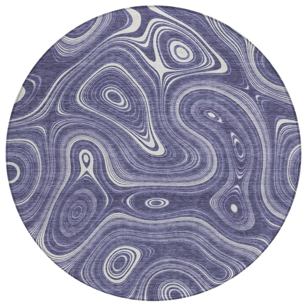 Machine Washable Indoor/Outdoor Chantille ACN2097 Plum 8 x 8 Round Rug