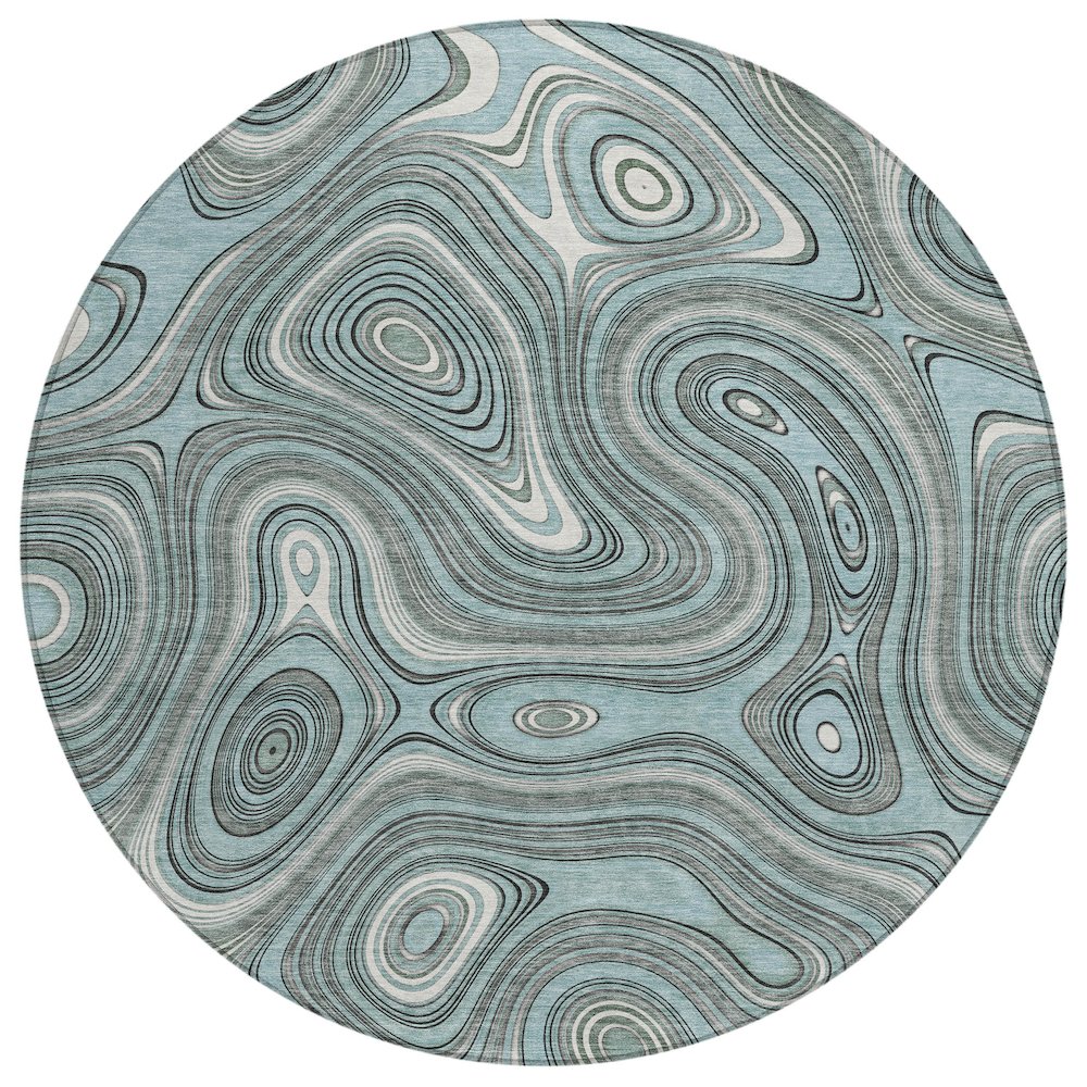 Machine Washable Indoor/Outdoor Chantille ACN2097 Sky 8 x 8 Round Rug