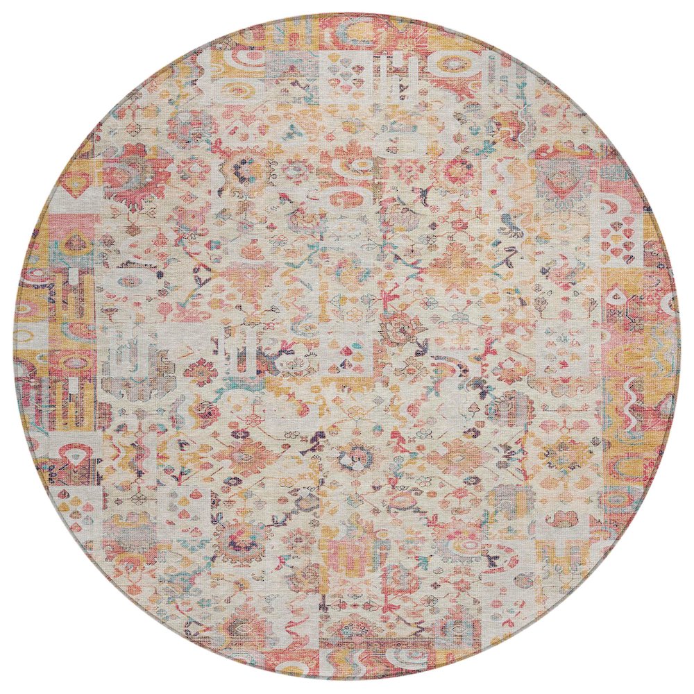 Machine Washable Indoor/Outdoor Chantille ACN2099 Pink 8 x 8 Round Rug