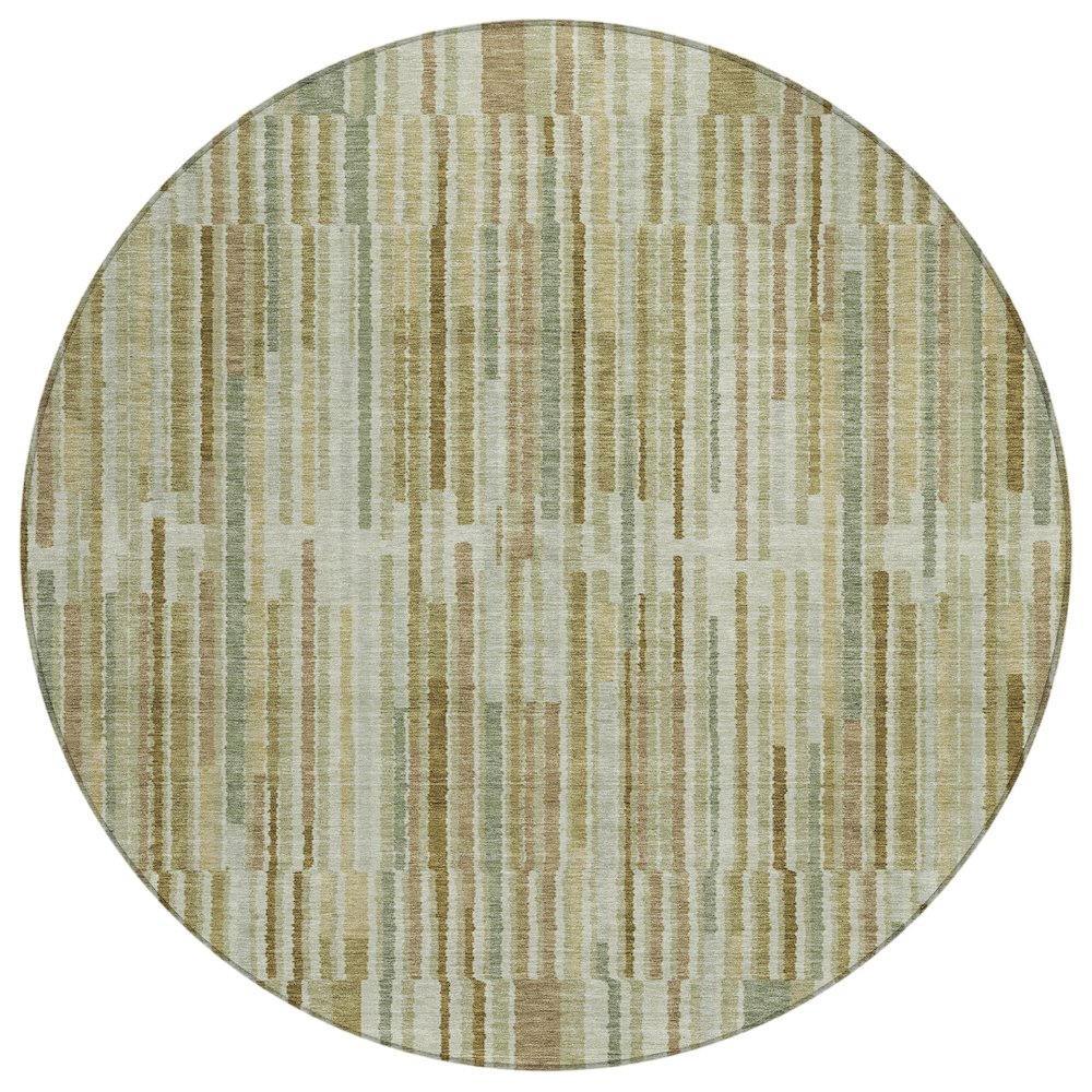 Machine Washable Indoor/Outdoor Chantille ACN2102 Khaki 8 x 8 Round Rug