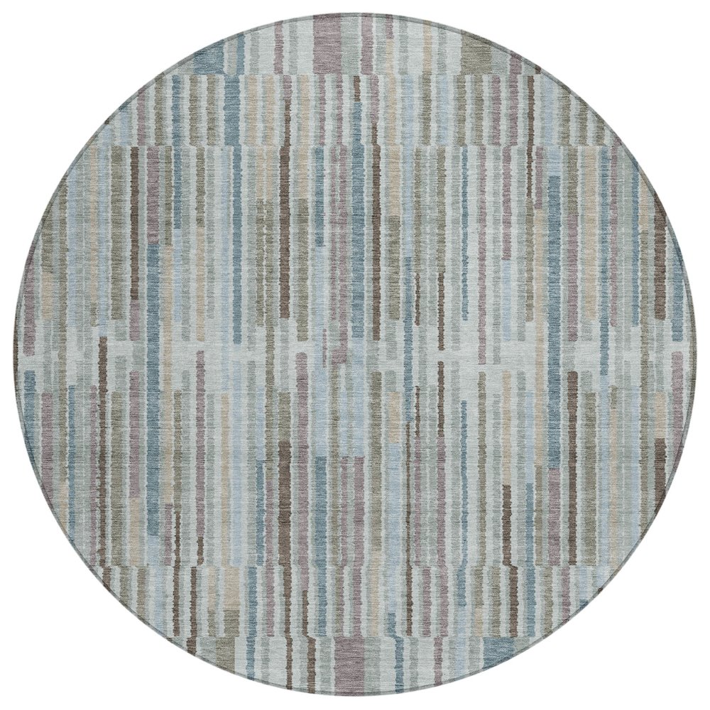 Machine Washable Indoor/Outdoor Chantille ACN2102 Teal 8 x 8 Round Rug