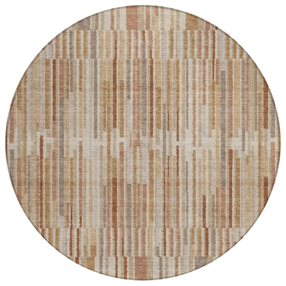 Machine Washable Indoor/Outdoor Chantille ACN2102 Terracotta 8 x 8 Round Rug