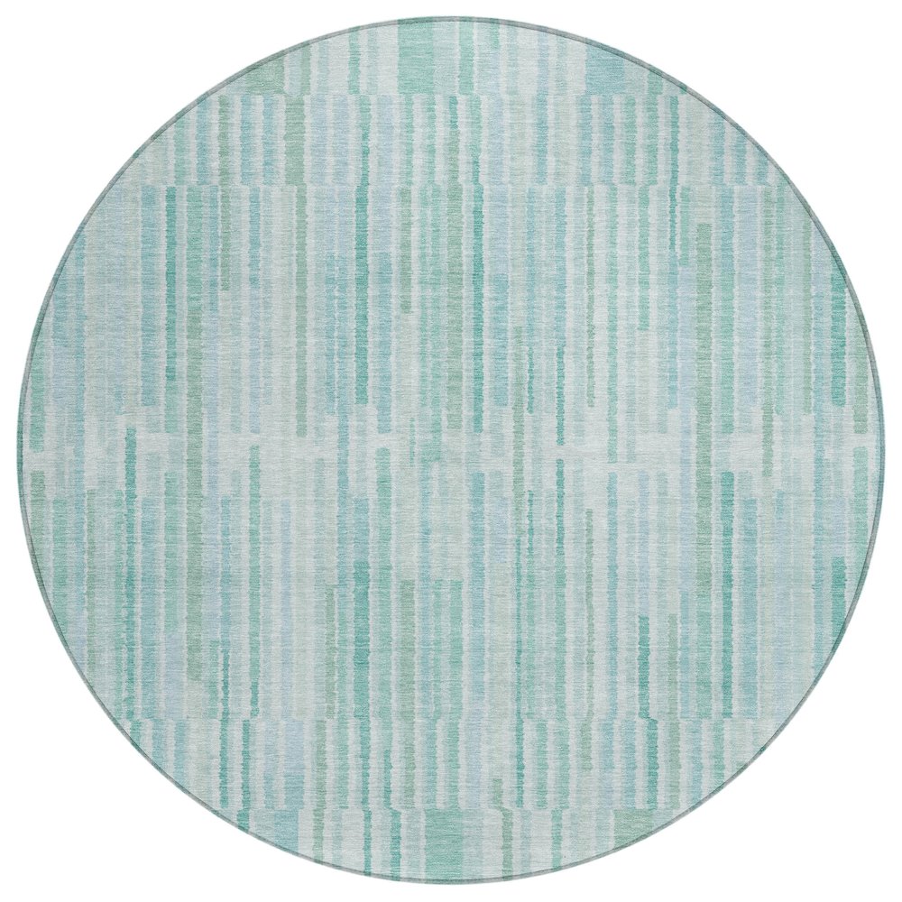 Machine Washable Indoor/Outdoor Chantille ACN2102 Turquoise 8 x 8 Round Rug