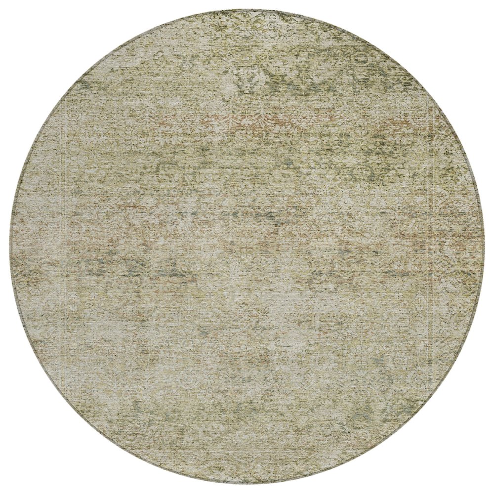 Machine Washable Indoor/Outdoor Chantille ACN2103 Sage 8 x 8 Round Rug