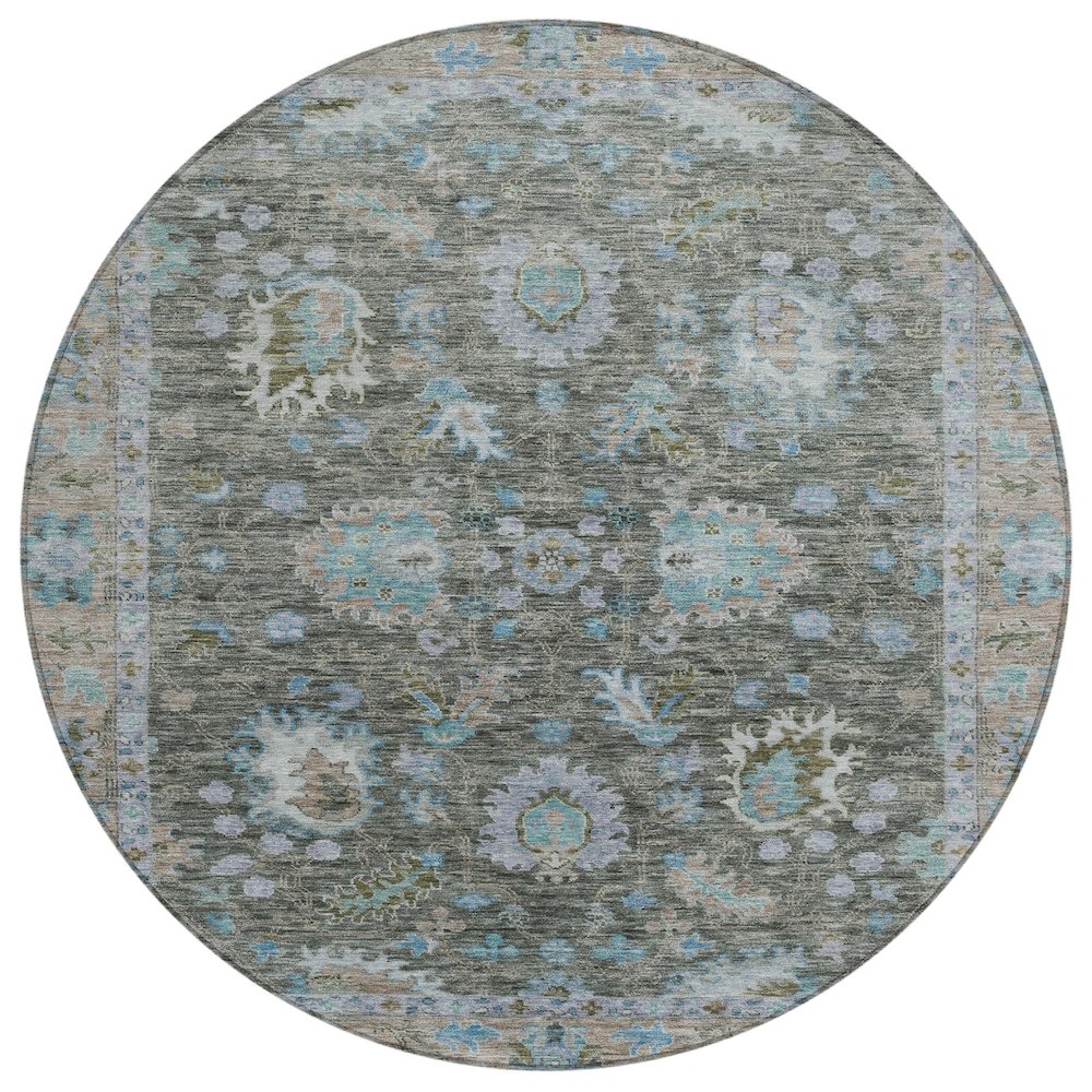Machine Washable Indoor/Outdoor Chantille ACN2104 Fern 8 x 8 Round Rug