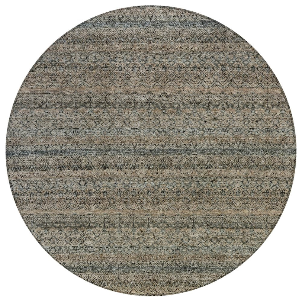 Machine Washable Indoor/Outdoor Chantille ACN2105 Chocolate 8 x 8 Round Rug
