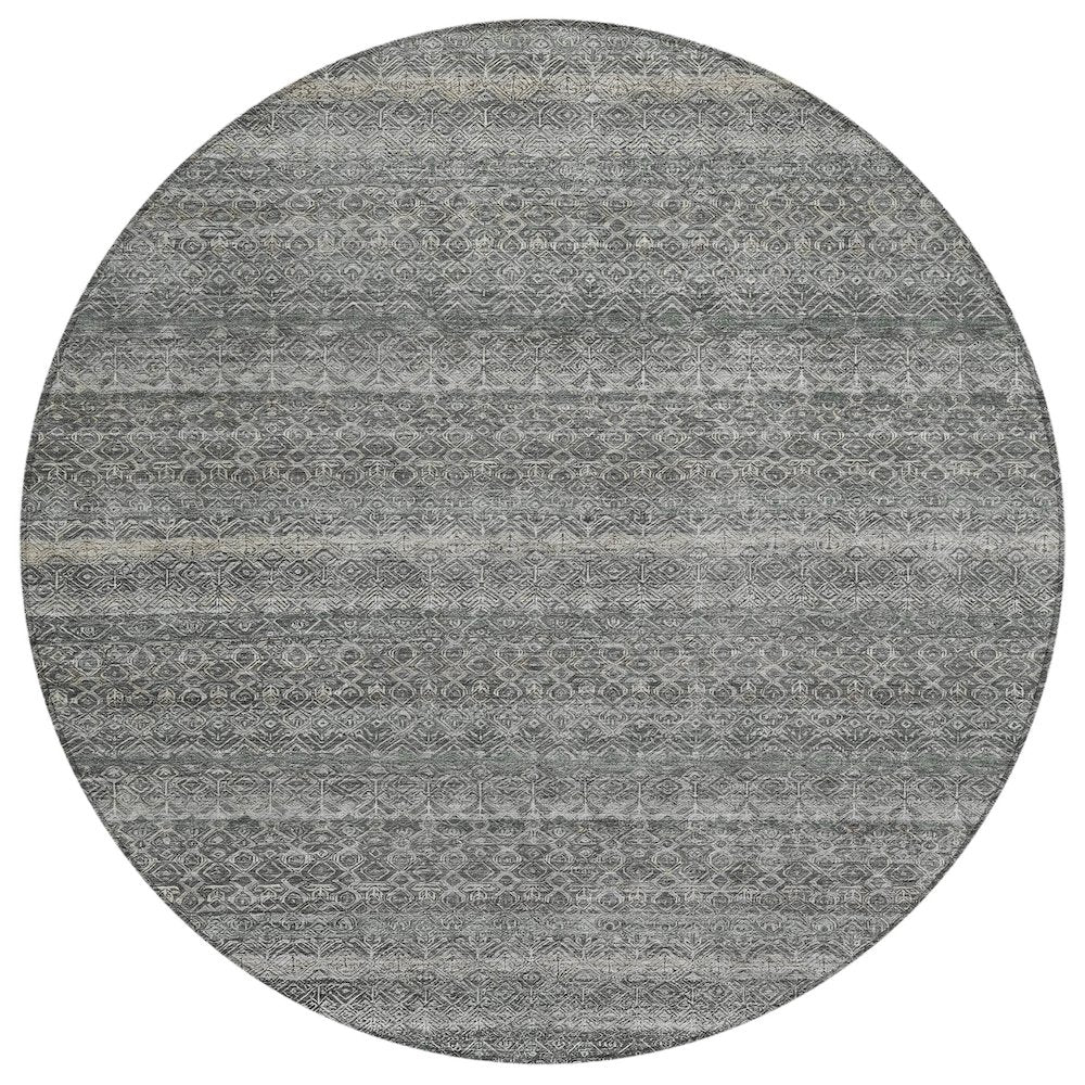 Machine Washable Indoor/Outdoor Chantille ACN2105 Pewter 8 x 8 Round Rug