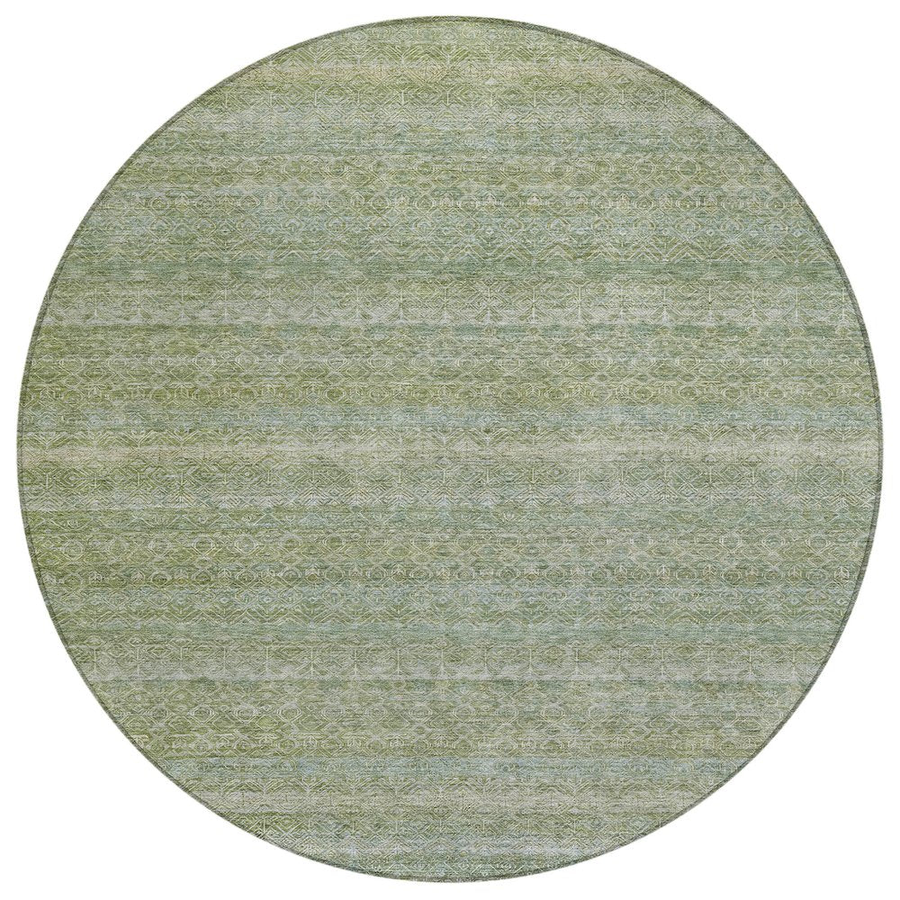 Machine Washable Indoor/Outdoor Chantille ACN2105 Sage 8 x 8 Round Rug