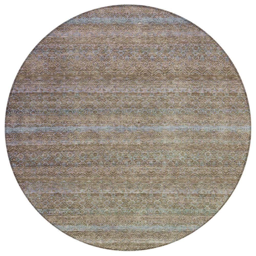 Machine Washable Indoor/Outdoor Chantille ACN2106 Brown 8 x 8 Round Rug