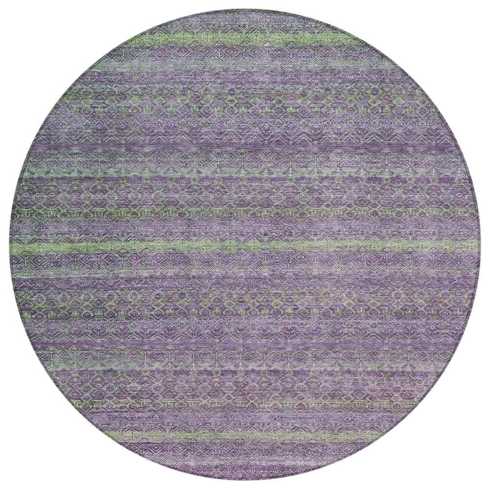 Machine Washable Indoor/Outdoor Chantille ACN2106 Purple 8 x 8 Round Rug
