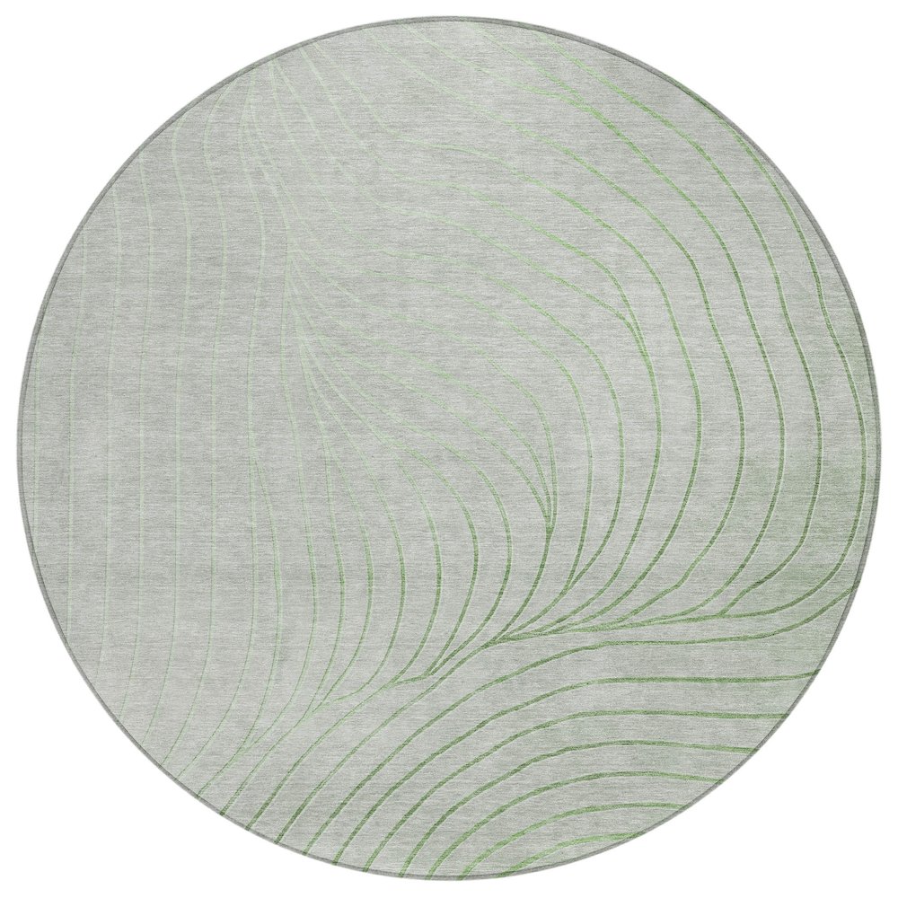 Machine Washable Indoor/Outdoor Chantille ACN2107 Aloe 8 x 8 Round Rug