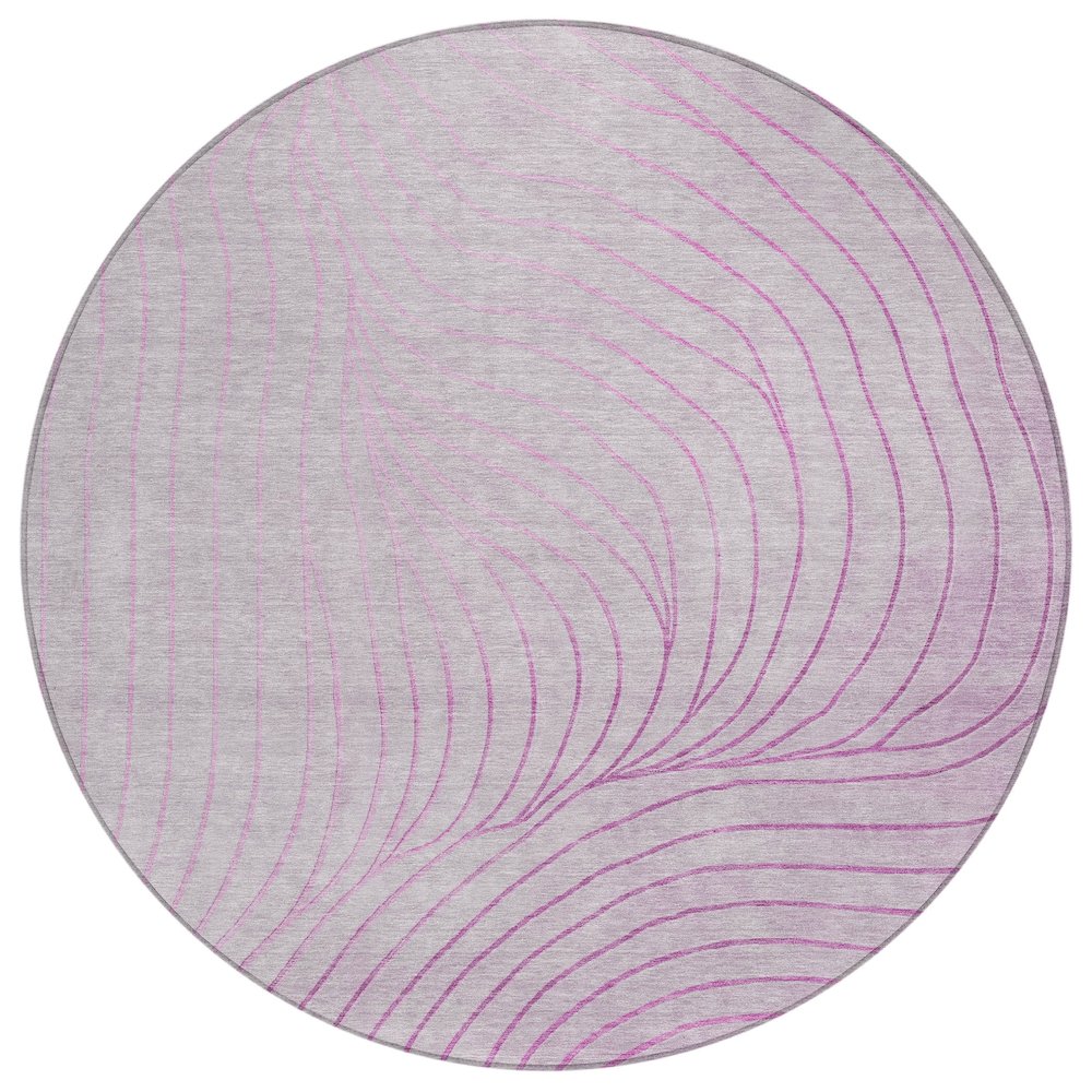 Machine Washable Indoor/Outdoor Chantille ACN2107 Blush 8 x 8 Round Rug