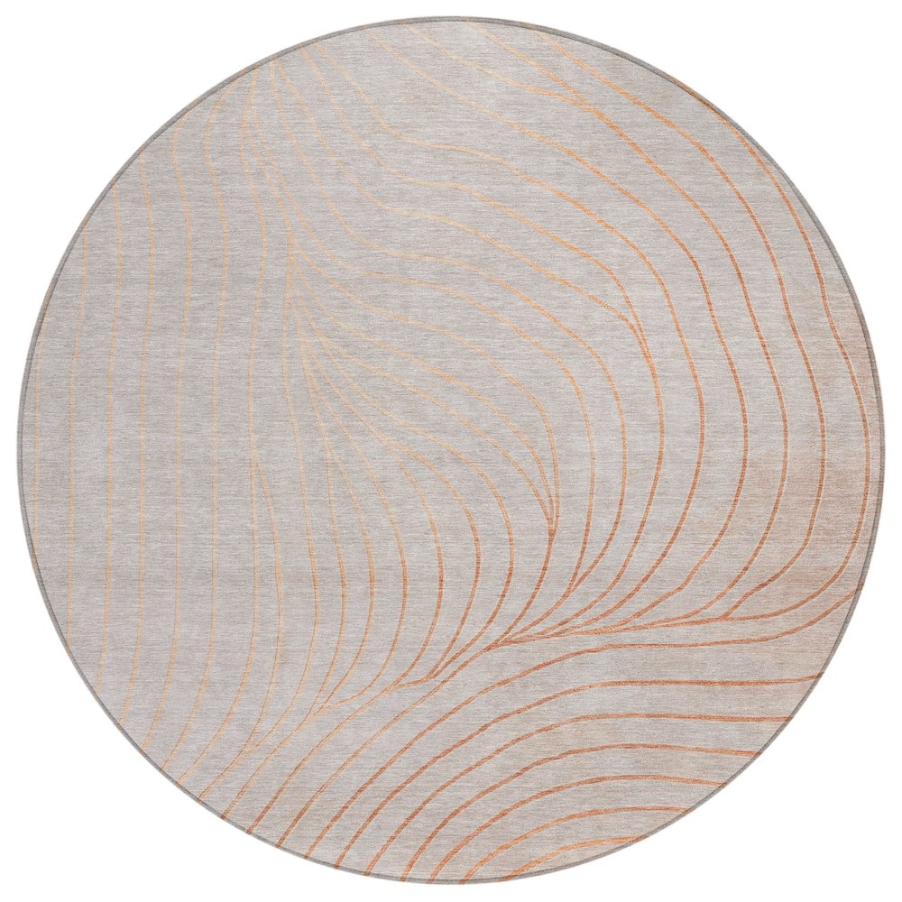 Machine Washable Indoor/Outdoor Chantille ACN2107 Copper 8 x 8 Round Rug