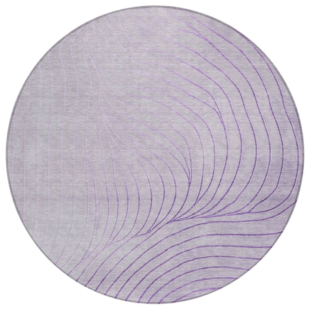 Machine Washable Indoor/Outdoor Chantille ACN2107 Lavender 8 x 8 Round Rug