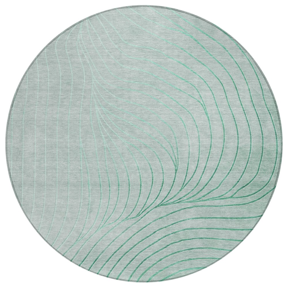 Machine Washable Indoor/Outdoor Chantille ACN2107 Mint 8 x 8 Round Rug