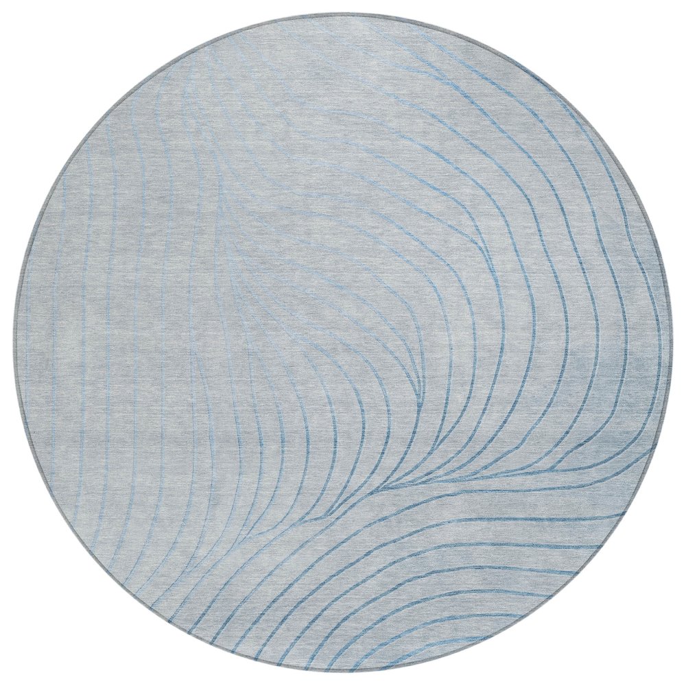 Machine Washable Indoor/Outdoor Chantille ACN2107 Sky 8 x 8 Round Rug