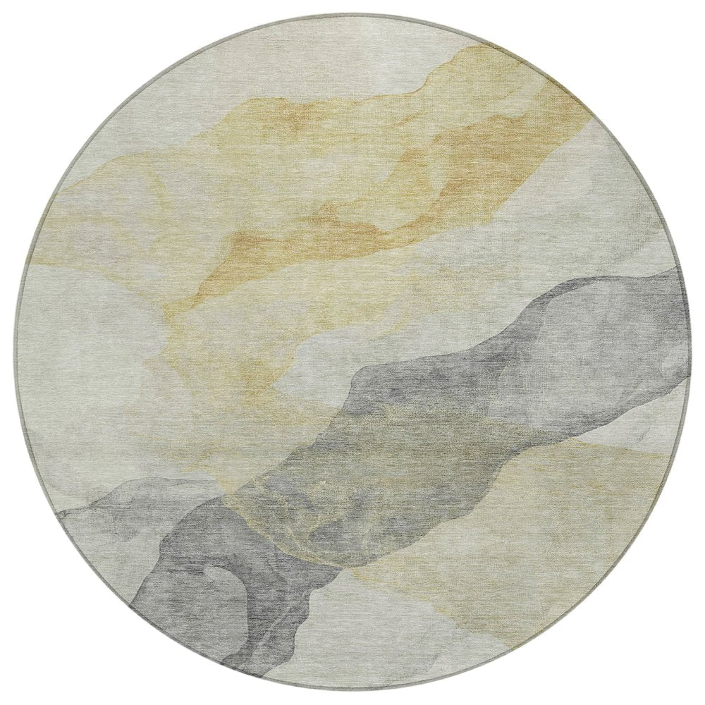 Machine Washable Indoor/Outdoor Chantille ACN2109 Beige 8 x 8 Round Rug