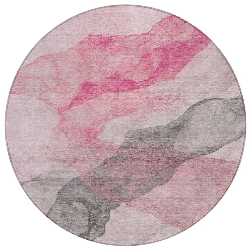 Machine Washable Indoor/Outdoor Chantille ACN2109 Blush 8 x 8 Round Rug