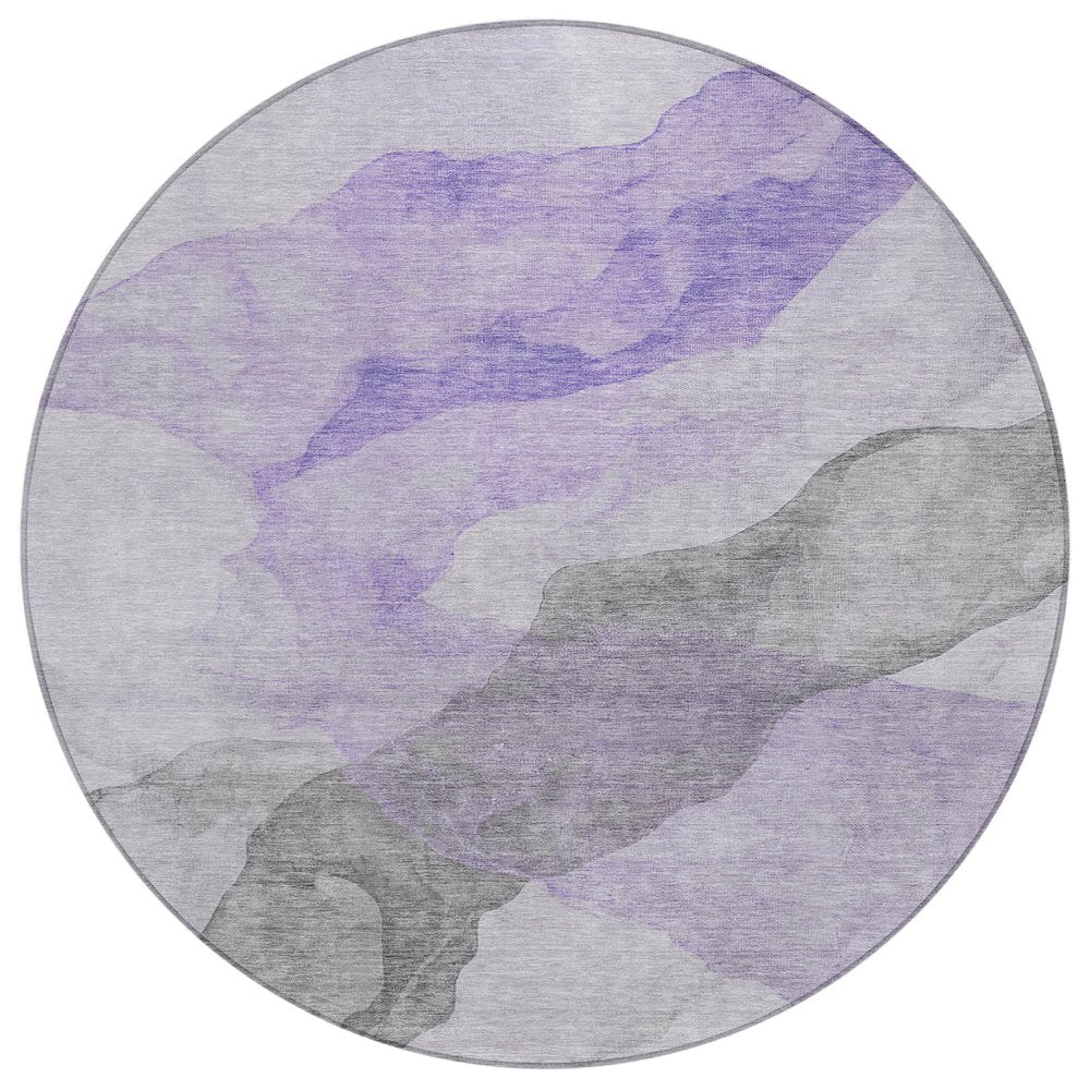 Machine Washable Indoor/Outdoor Chantille ACN2109 Lavender 8 x 8 Round Rug