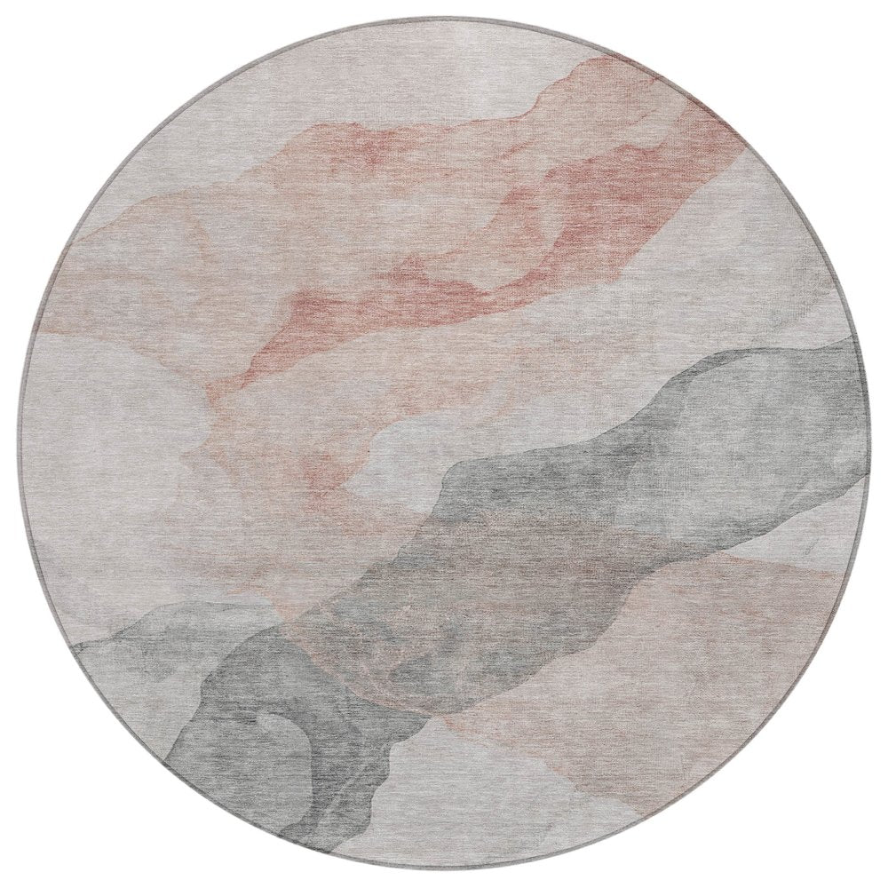 Machine Washable Indoor/Outdoor Chantille ACN2109 Salmon 8 x 8 Round Rug