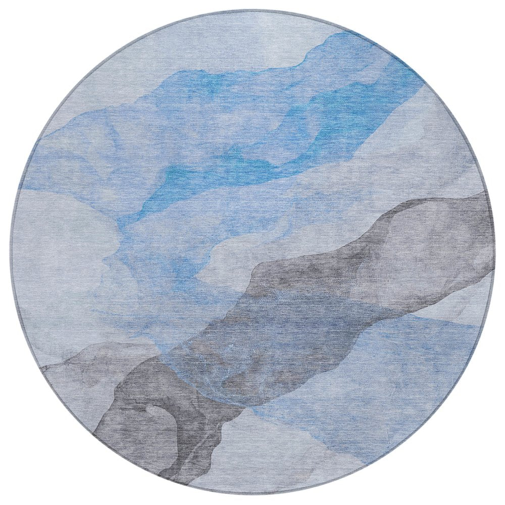 Machine Washable Indoor/Outdoor Chantille ACN2109 Sky 8 x 8 Round Rug