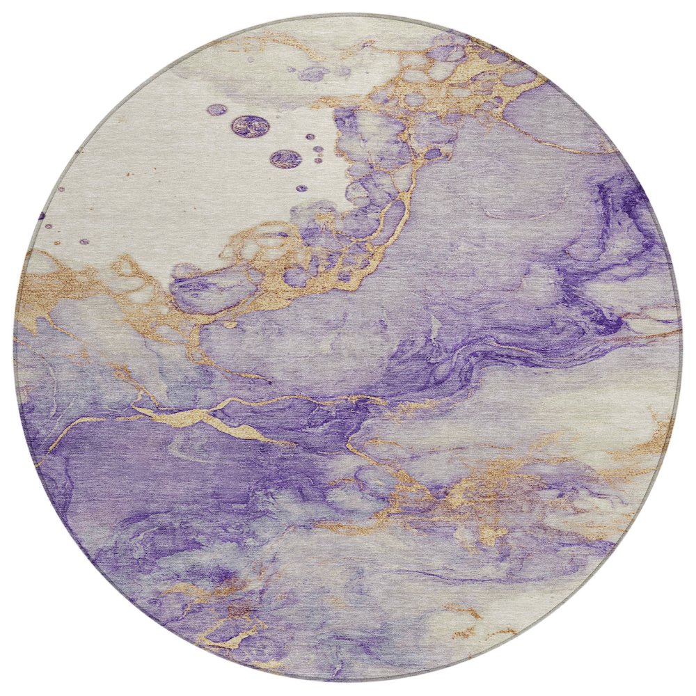 Machine Washable Indoor/Outdoor Chantille ACN2110 Purple 8 x 8 Round Rug