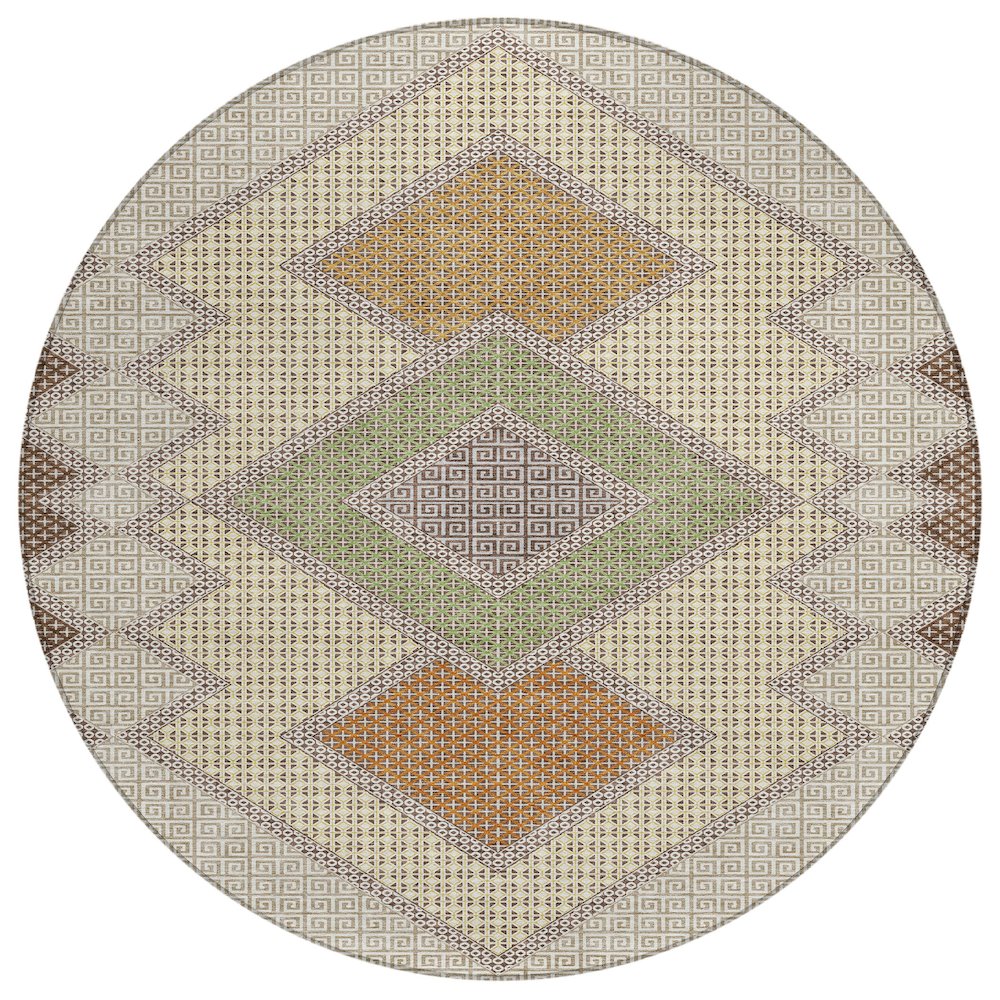 Machine Washable Indoor/Outdoor Chantille ACN2111 Brown 8 x 8 Round Rug