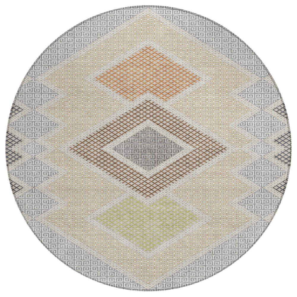 Machine Washable Indoor/Outdoor Chantille ACN2111 Pewter 8 x 8 Round Rug