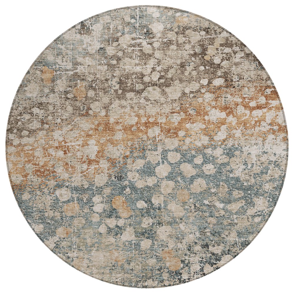 Machine Washable Indoor/Outdoor Chantille ACN2113 Putty 8 x 8 Round Rug
