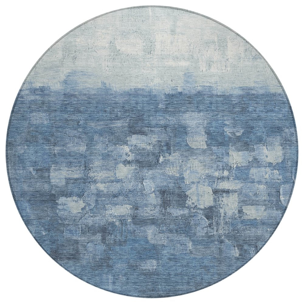 Machine Washable Indoor/Outdoor Chantille ACN2119 Navy 8 x 8 Round Rug