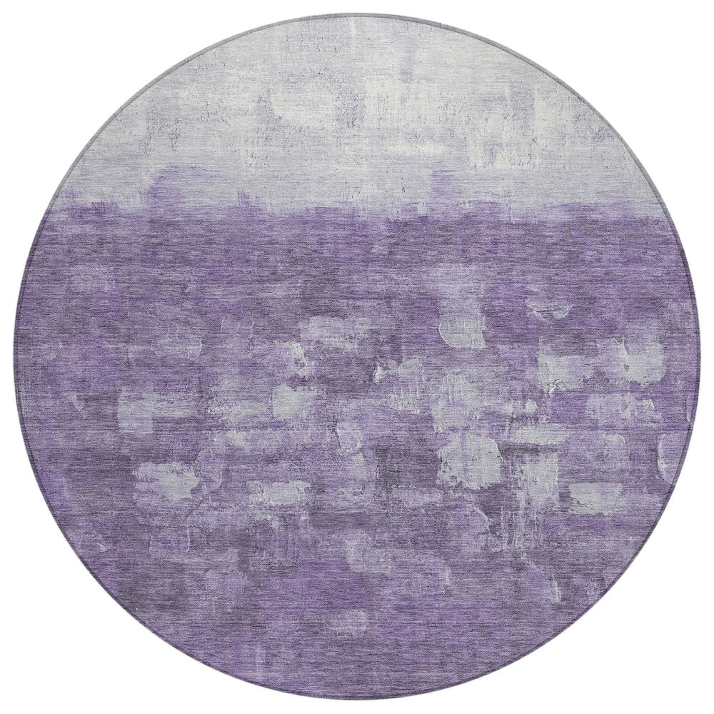 Machine Washable Indoor/Outdoor Chantille ACN2119 Purple 8 x 8 Round Rug