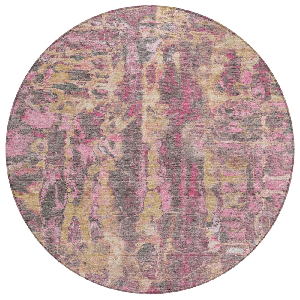 Machine Washable Indoor/Outdoor Chantille ACN2120 Blush 8 x 8 Round Rug