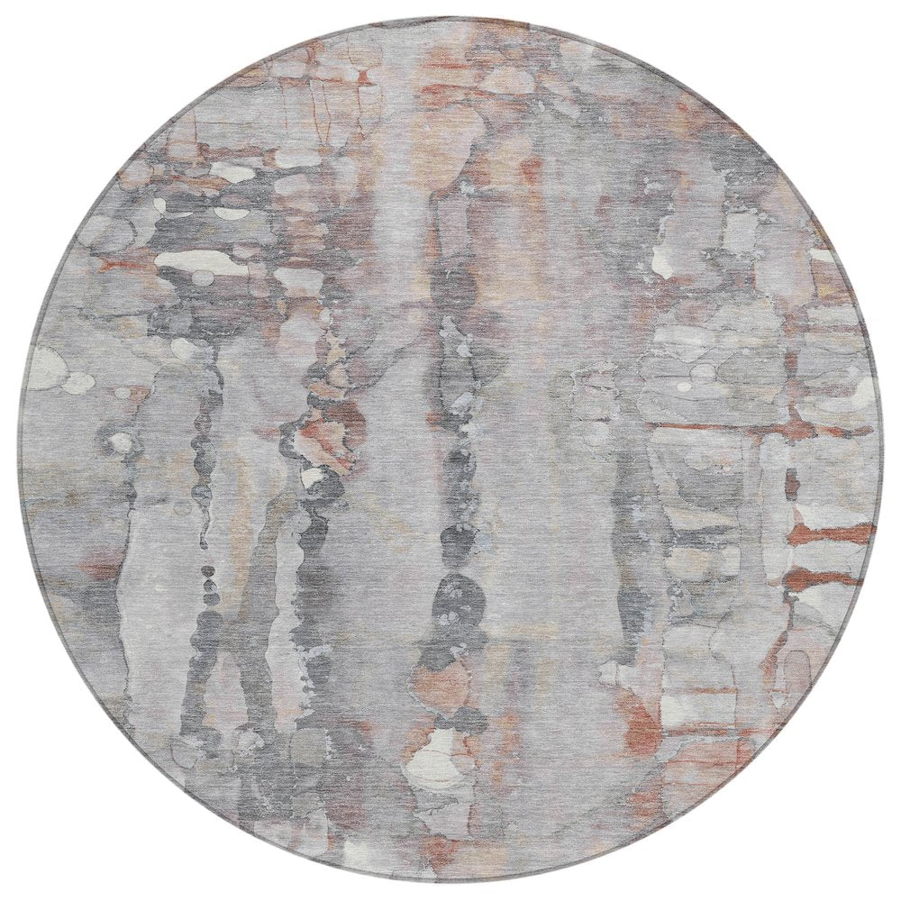Machine Washable Indoor/Outdoor Chantille ACN2120 Copper 8 x 8 Round Rug