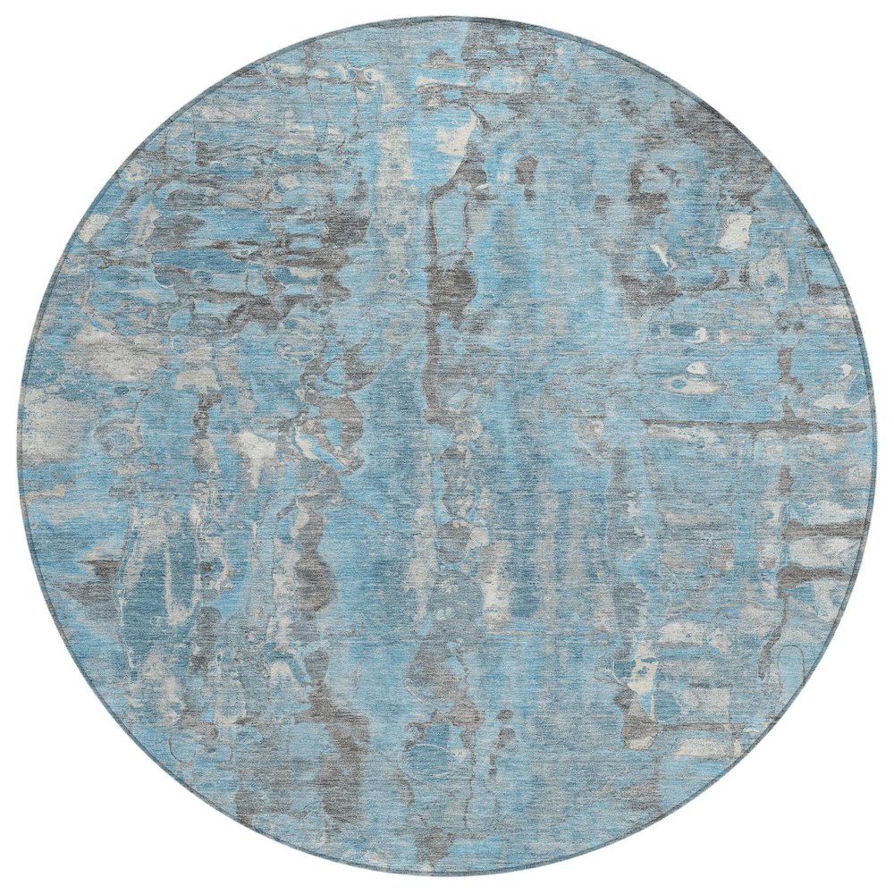 Machine Washable Indoor/Outdoor Chantille ACN2120 Denim 8 x 8 Round Rug