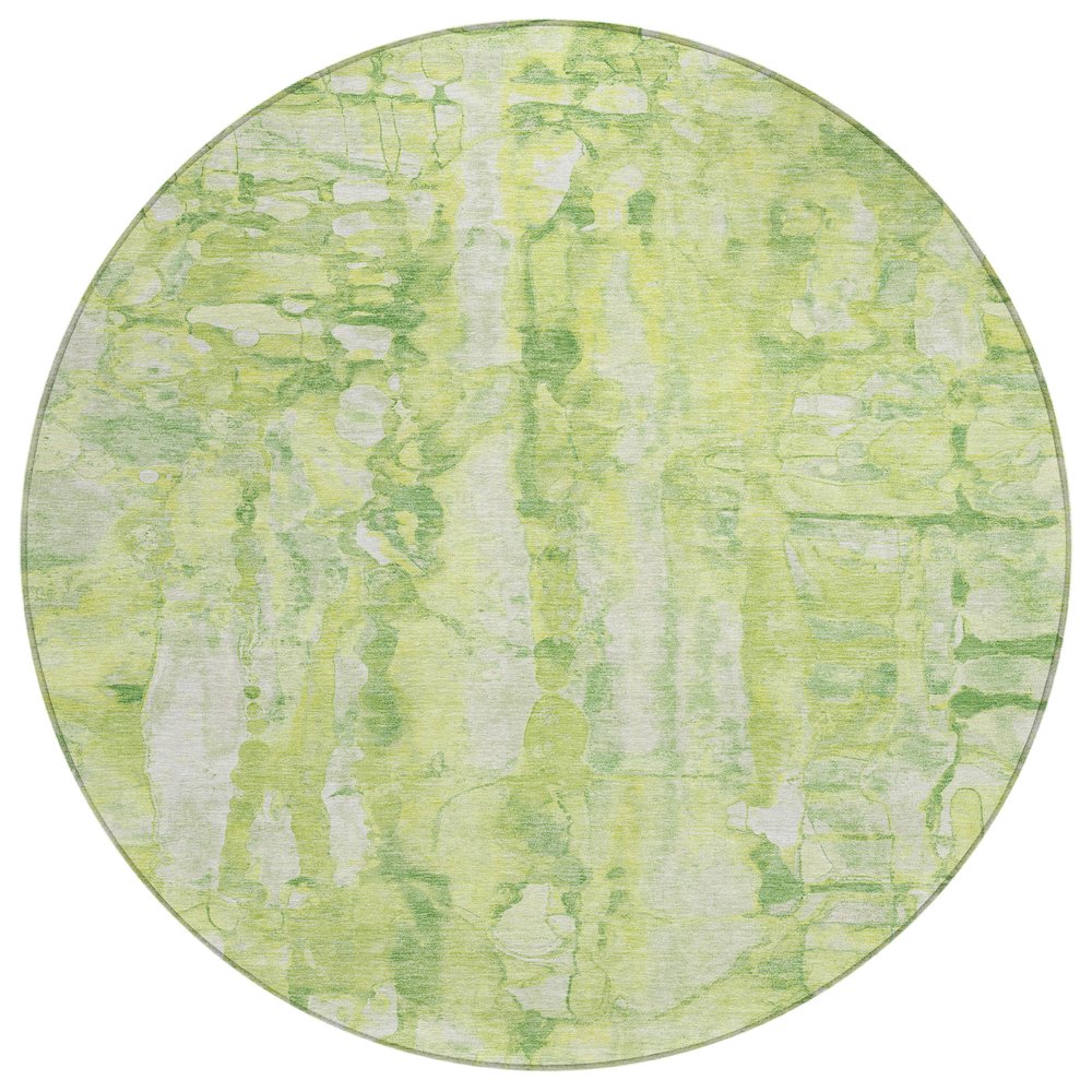 Machine Washable Indoor/Outdoor Chantille ACN2120 Lime 8 x 8 Round Rug
