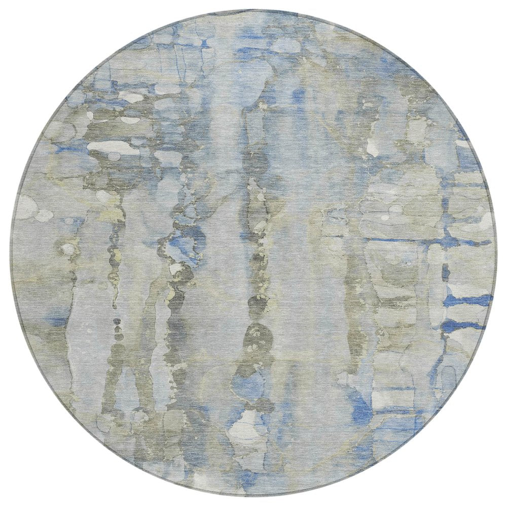Machine Washable Indoor/Outdoor Chantille ACN2120 Sky 8 x 8 Round Rug