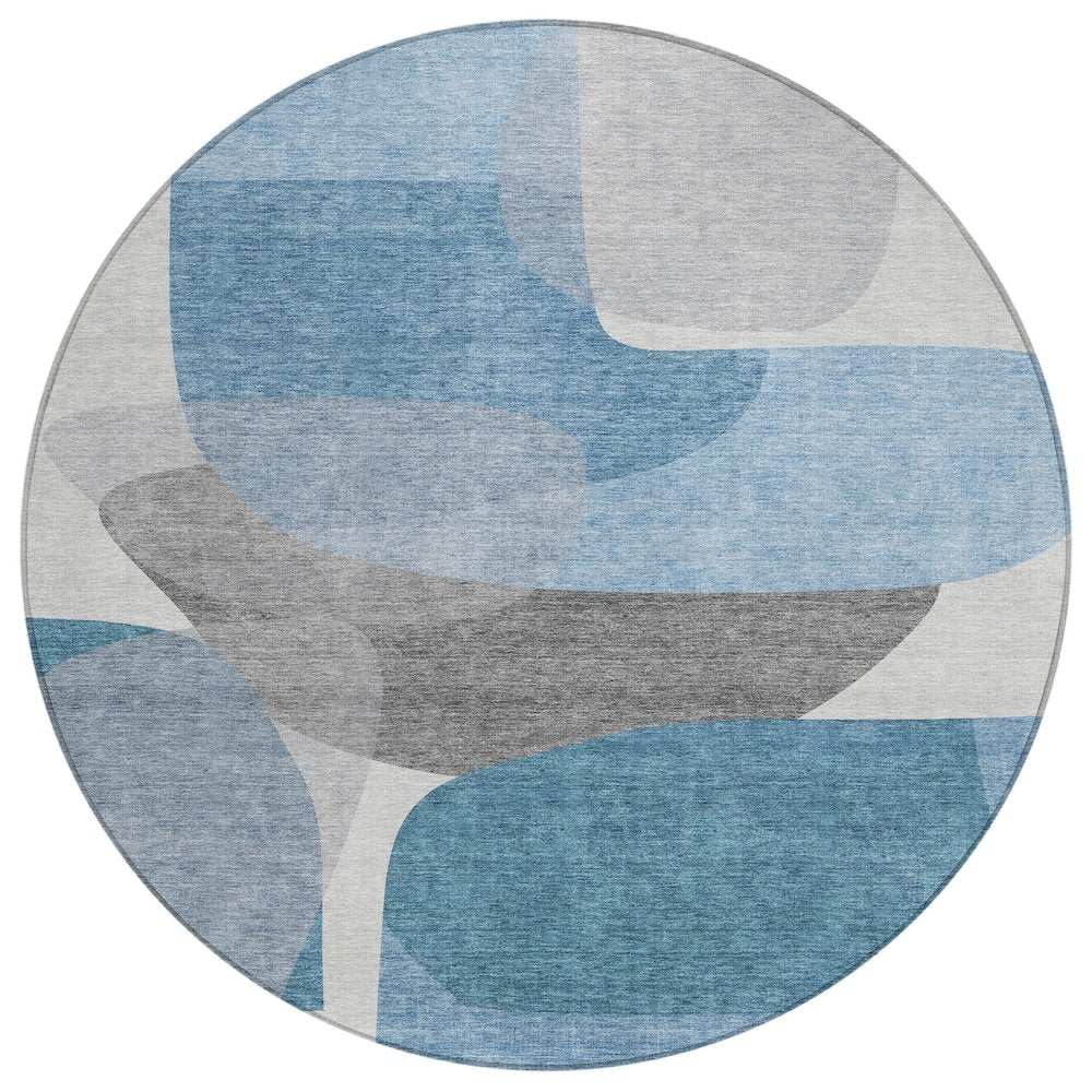 Machine Washable Indoor/Outdoor Chantille ACN2121 Denim 8 x 8 Round Rug
