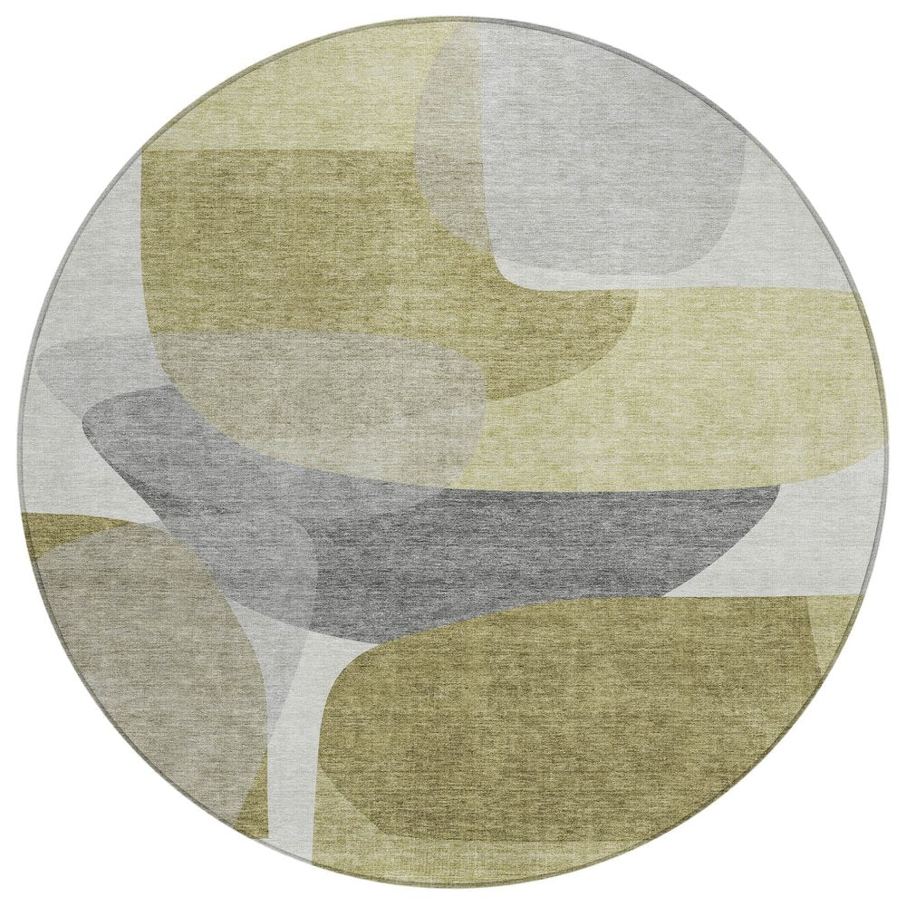 Machine Washable Indoor/Outdoor Chantille ACN2121 Fern 8 x 8 Round Rug