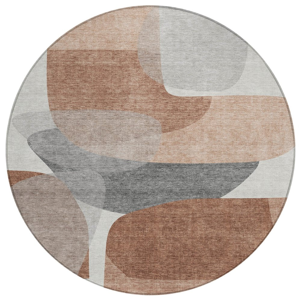 Machine Washable Indoor/Outdoor Chantille ACN2121 Paprika 8 x 8 Round Rug