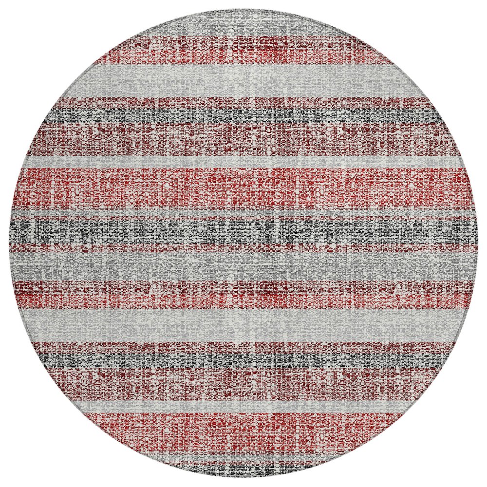 Machine Washable Indoor/Outdoor Chantille ACN2122 Burgundy 8 x 8 Round Rug