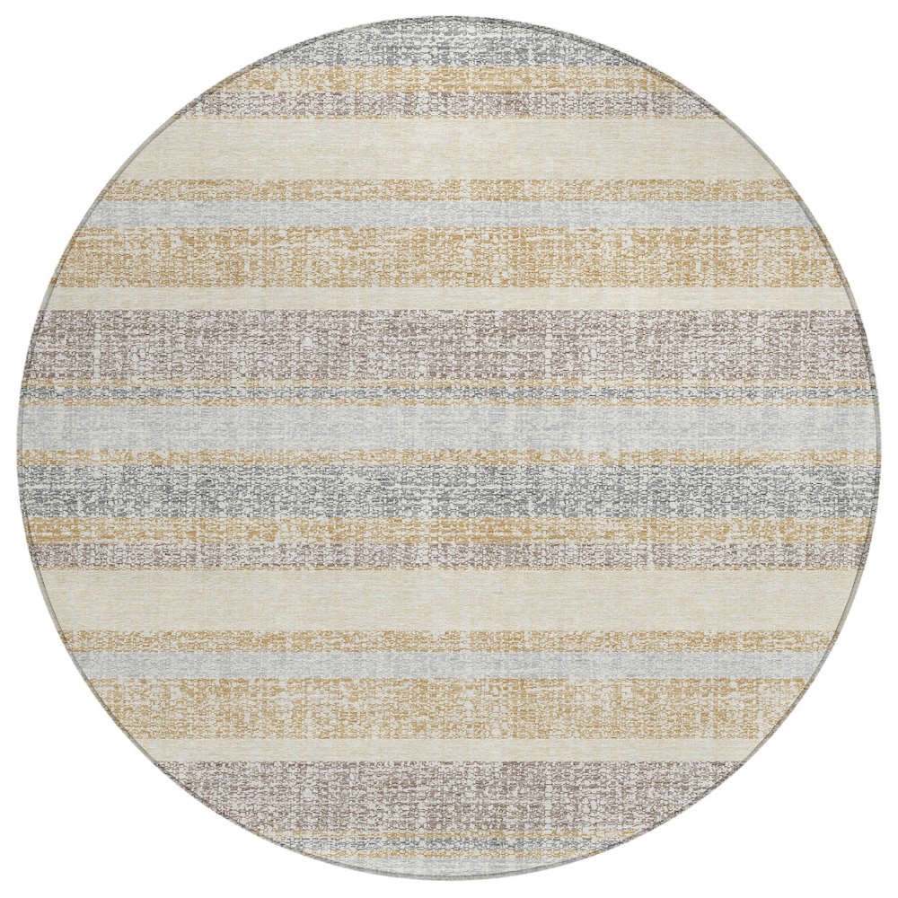 Machine Washable Indoor/Outdoor Chantille ACN2122 Gold 8 x 8 Round Rug