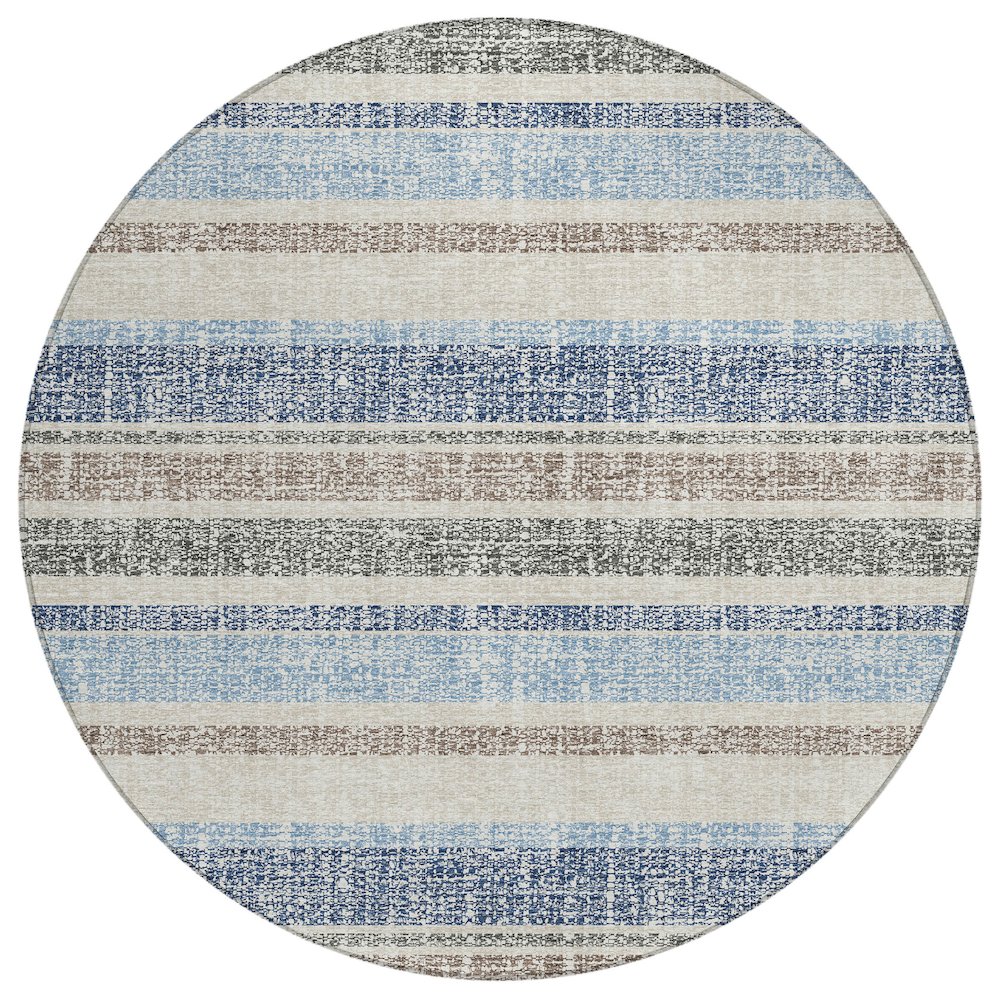 Machine Washable Indoor/Outdoor Chantille ACN2122 Navy 8 x 8 Round Rug