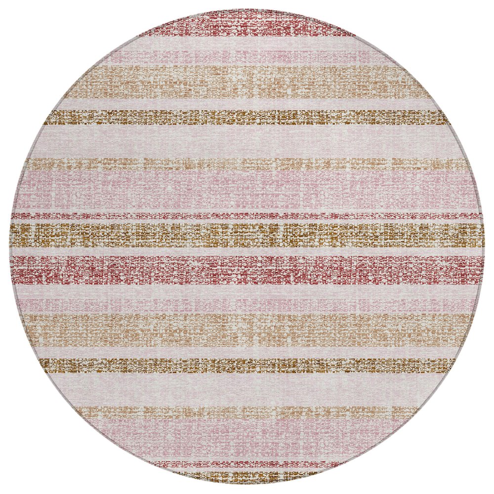 Machine Washable Indoor/Outdoor Chantille ACN2122 Pink 8 x 8 Round Rug