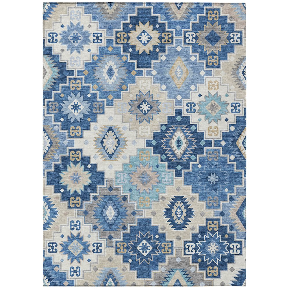 Machine Washable Indoor/Outdoor Chantille ACN2123 Blue 26 x 310 Rug