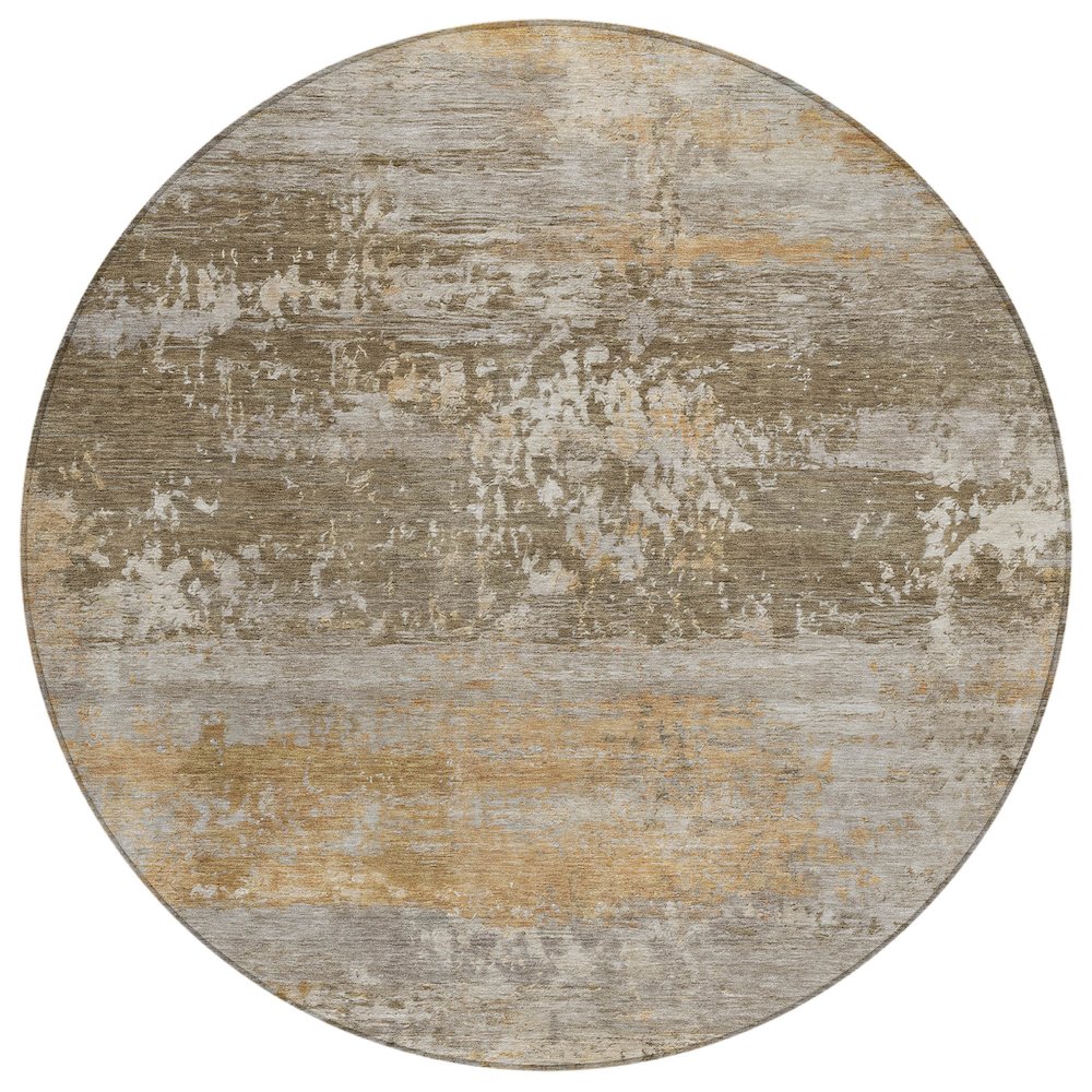 Machine Washable Indoor/Outdoor Chantille ACN2146 Brown 8 x 8 Round Rug