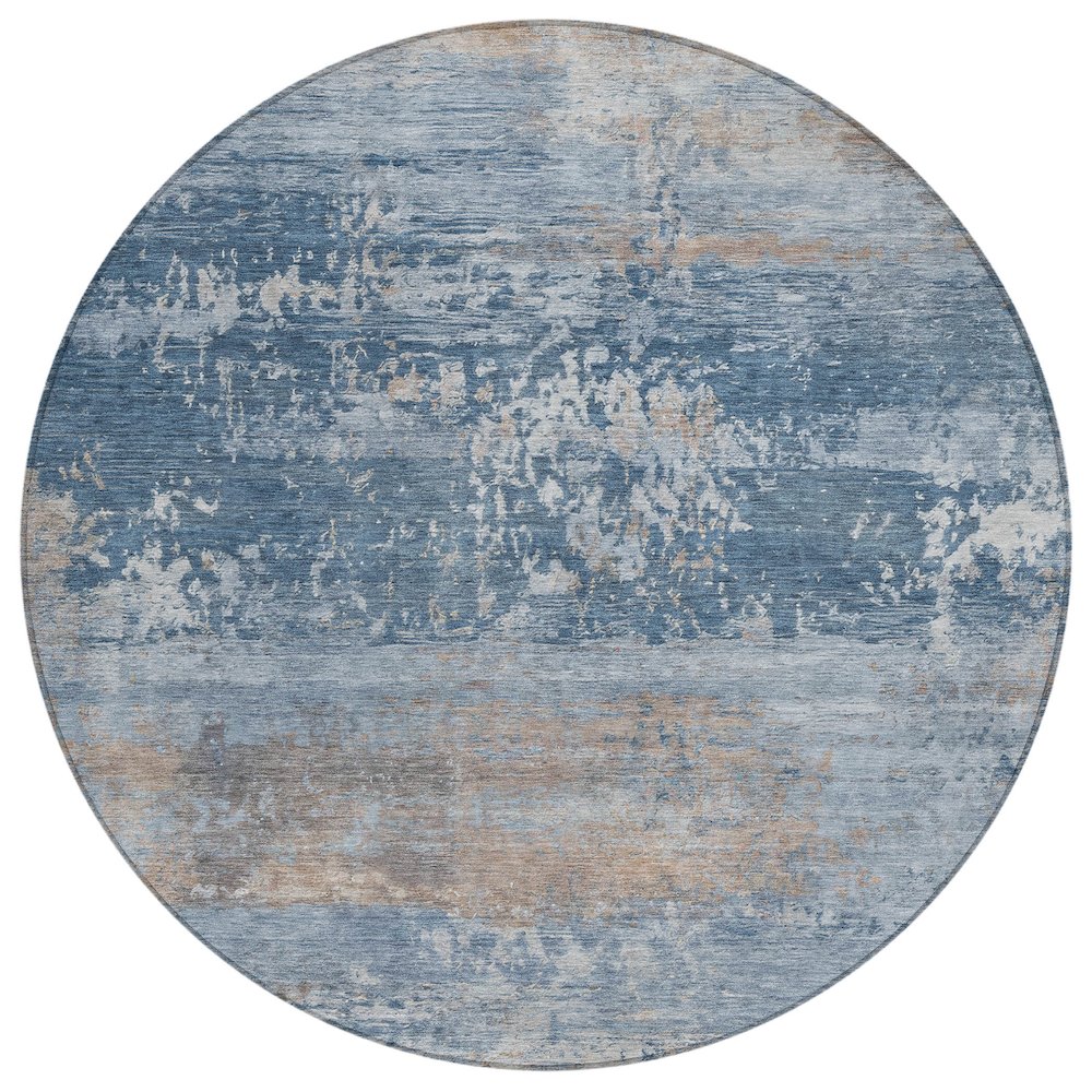 Machine Washable Indoor/Outdoor Chantille ACN2146 Denim 8 x 8 Round Rug