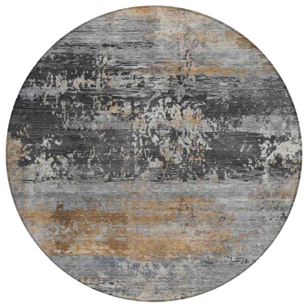 Machine Washable Indoor/Outdoor Chantille ACN2146 Gray 8 x 8 Round Rug