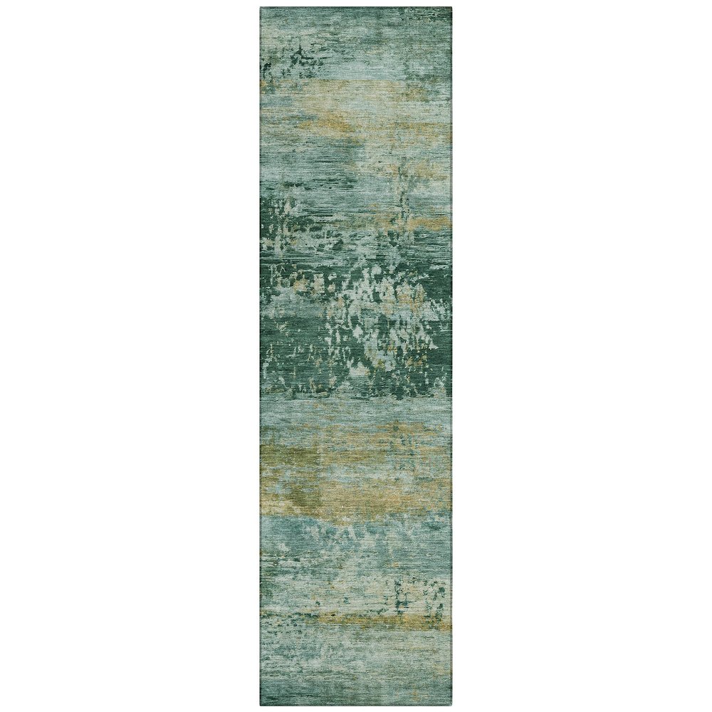 Machine Washable Indoor/Outdoor Chantille ACN2146 Green 23 x 76 Runner Rug
