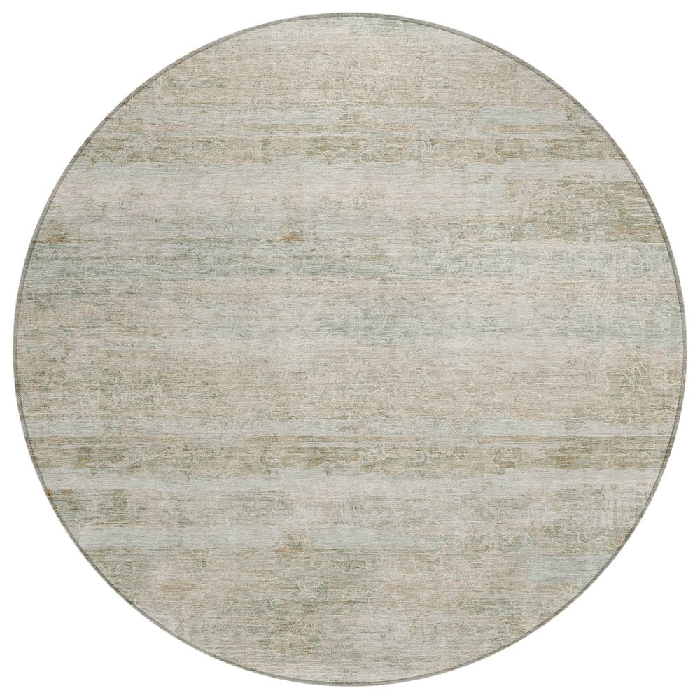 Machine Washable Indoor/Outdoor Chantille ACN2154 Putty 8 x 8 Round Rug